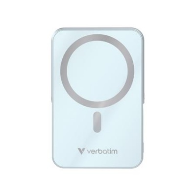 Power bank, külső akkumulátor, mágneses (vezeték nélküli), 10.000mAh, kitámasztó, VERBATIM "Charge n Go", kék